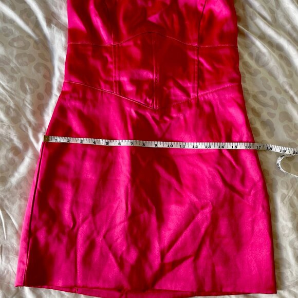 Forever 21 Barbiecore Hot Pink Satin Strapless Corset Mini Dress (M) - Picture 5 of 9